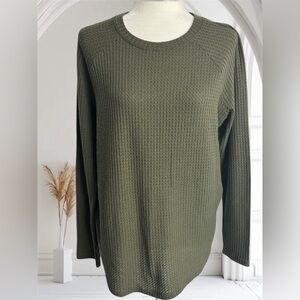 American Eagle Waffle Knit Crewneck Long Sleeve Shirt Size Large